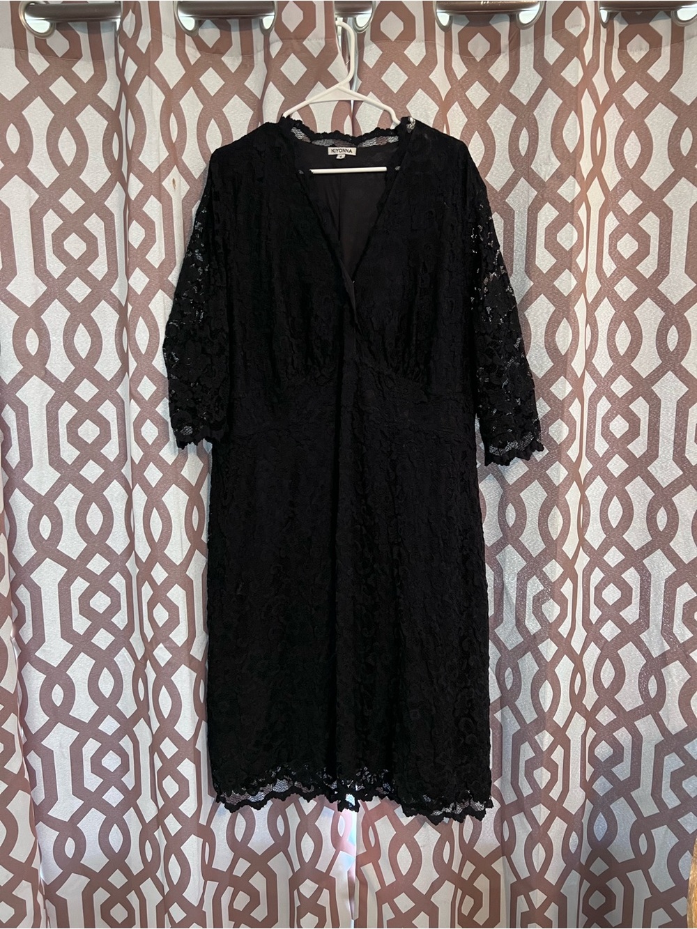 Kiyonna Black Lace V-Neck Midi Dress | Plus size 4